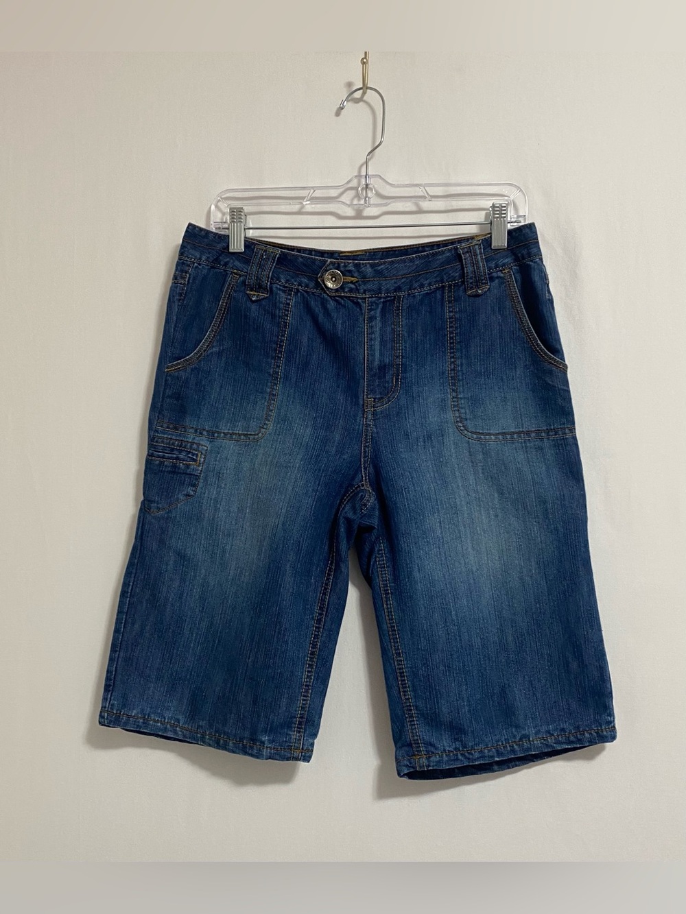 Faded Glory Dark Blue Denim Cargo Shorts